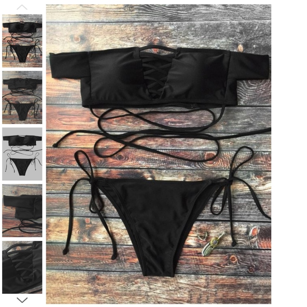 Zaful Lace-Up Crossover Bikini Set